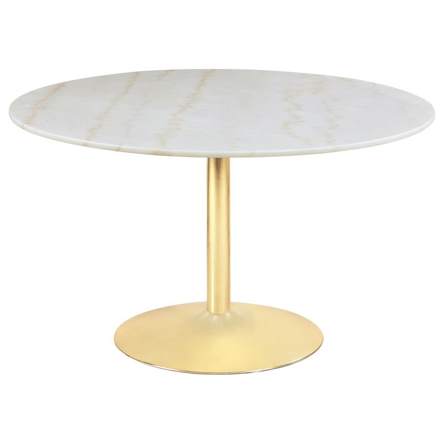 (image for) Kella Round 50-inch Marble Top Dining Table White Marble