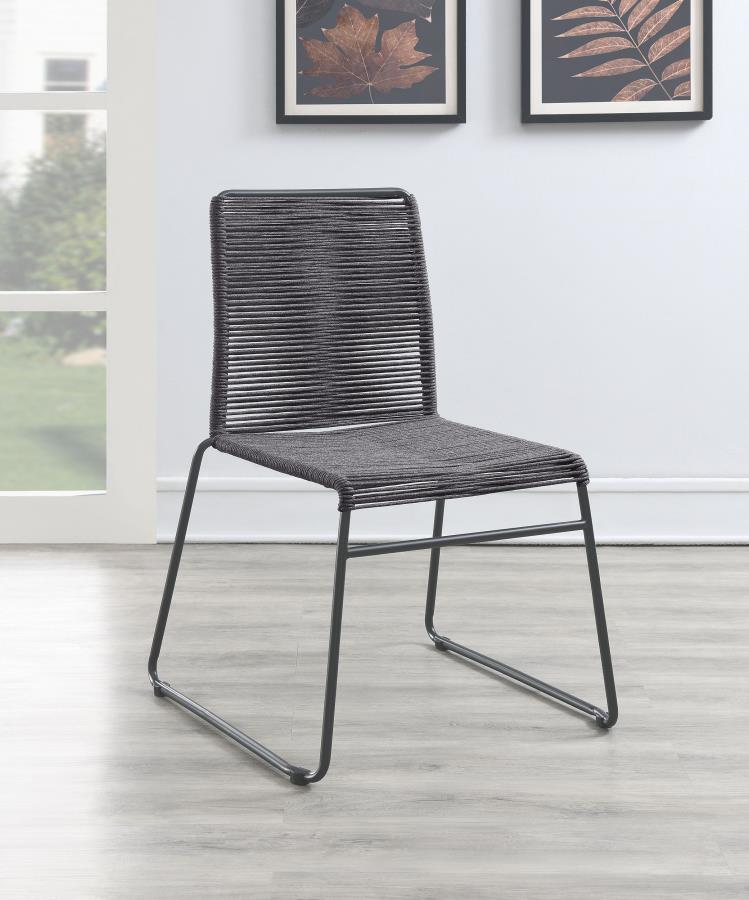 (image for) Jerome Woven Rope Stackable Side Chair Charcoal (Set of 2)