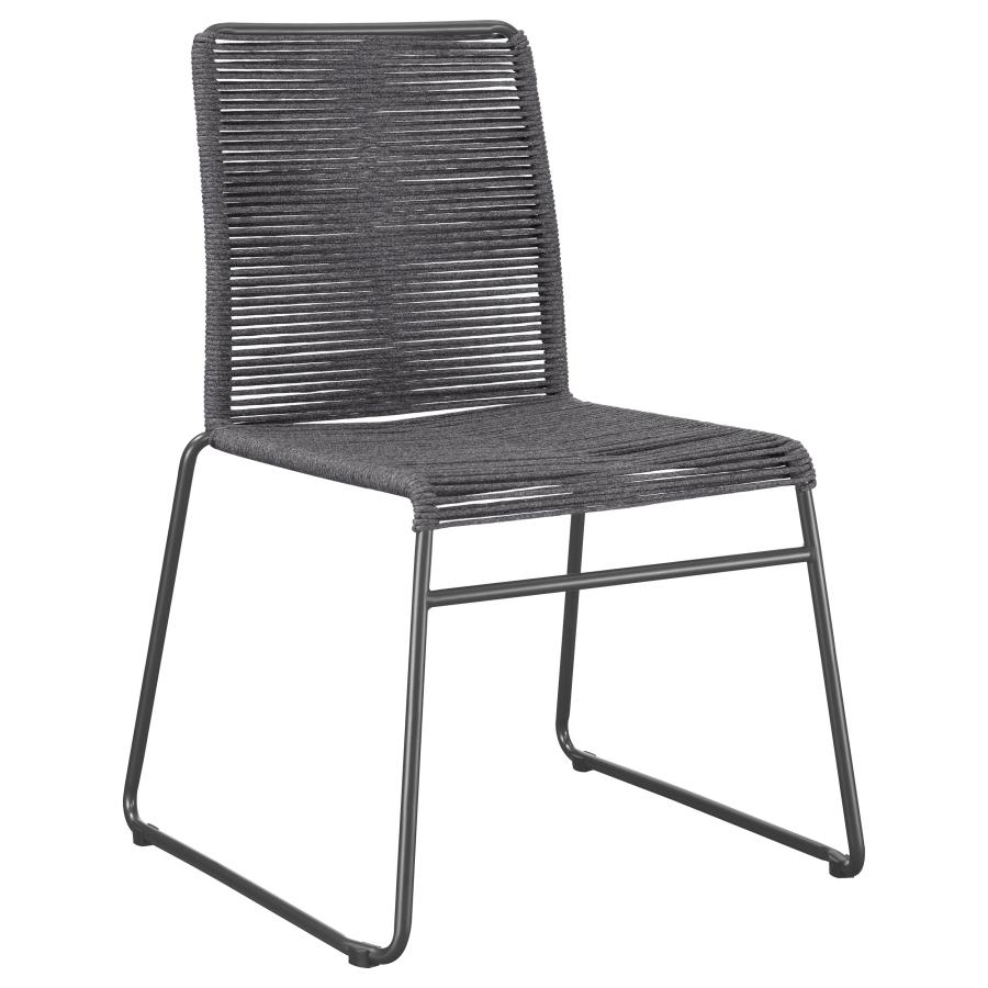 (image for) Jerome Woven Rope Stackable Side Chair Charcoal (Set of 2)