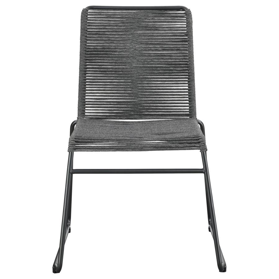 (image for) Jerome Woven Rope Stackable Side Chair Charcoal (Set of 2)