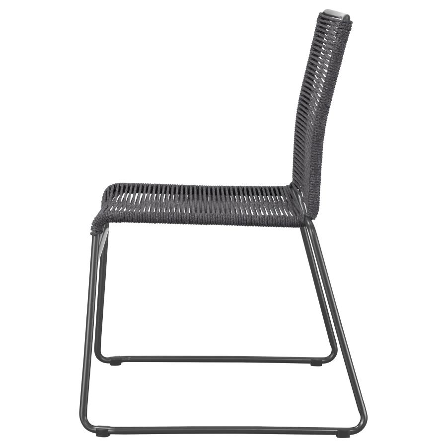 (image for) Jerome Woven Rope Stackable Side Chair Charcoal (Set of 2)