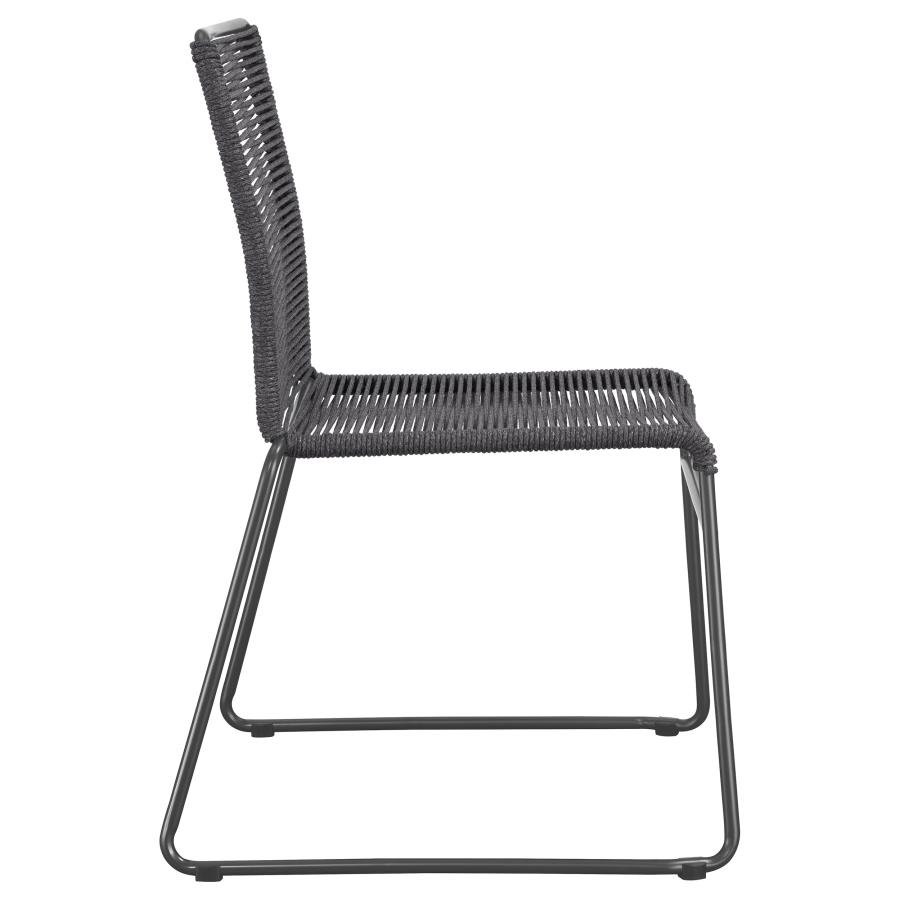 (image for) Jerome Woven Rope Stackable Side Chair Charcoal (Set of 2)