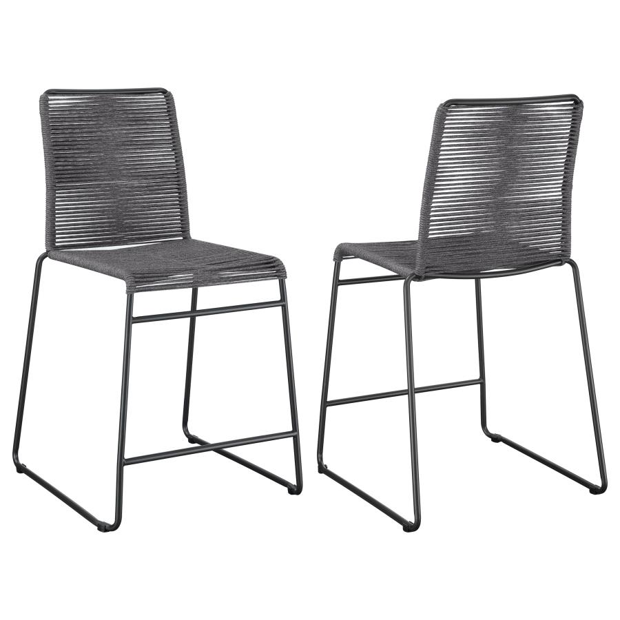 (image for) Jerome Woven Rope Metal Counter Chair Charcoal (Set of 2) - Click Image to Close