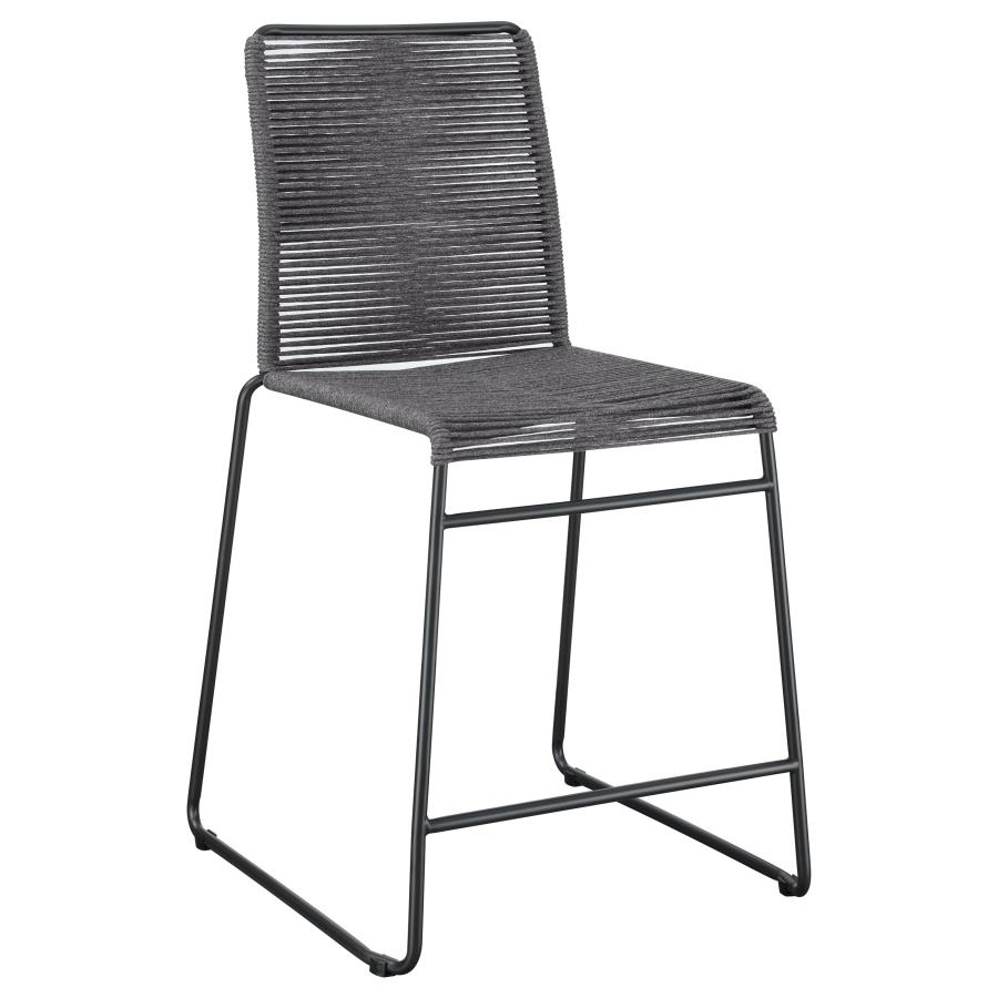 (image for) Jerome Woven Rope Metal Counter Chair Charcoal (Set of 2)