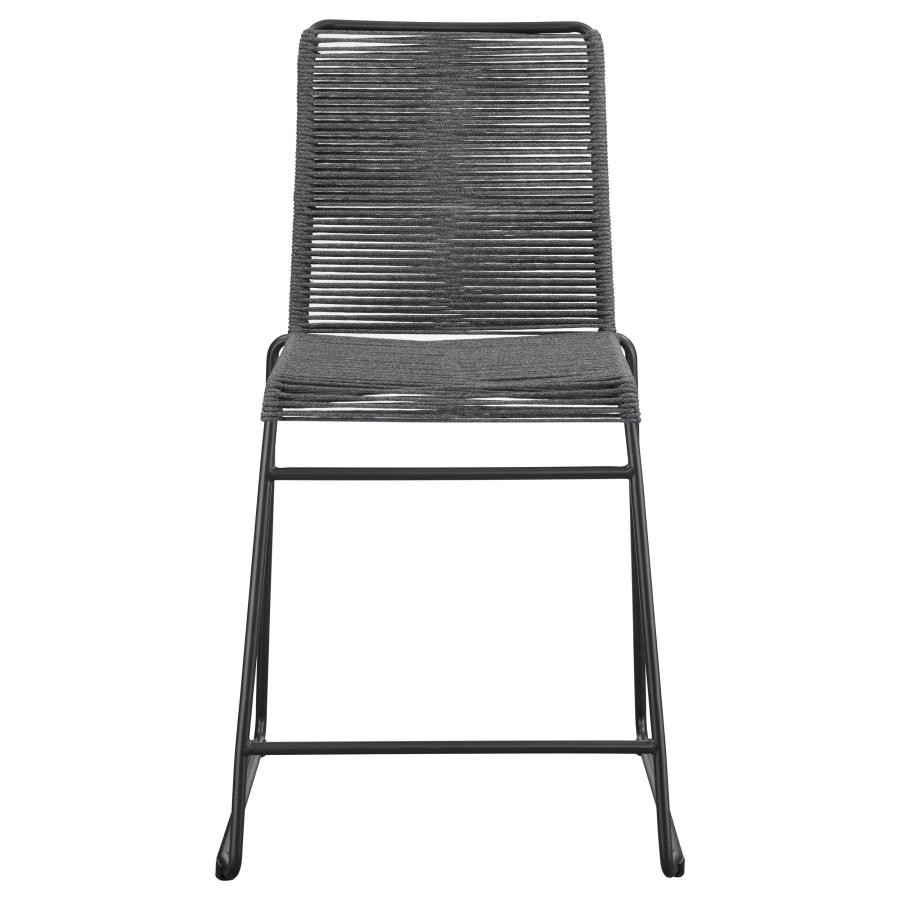 (image for) Jerome Woven Rope Metal Counter Chair Charcoal (Set of 2)