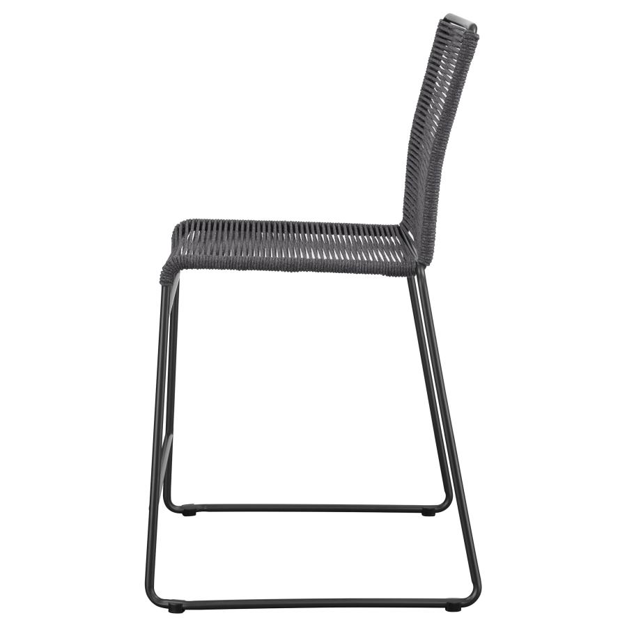 (image for) Jerome Woven Rope Metal Counter Chair Charcoal (Set of 2)