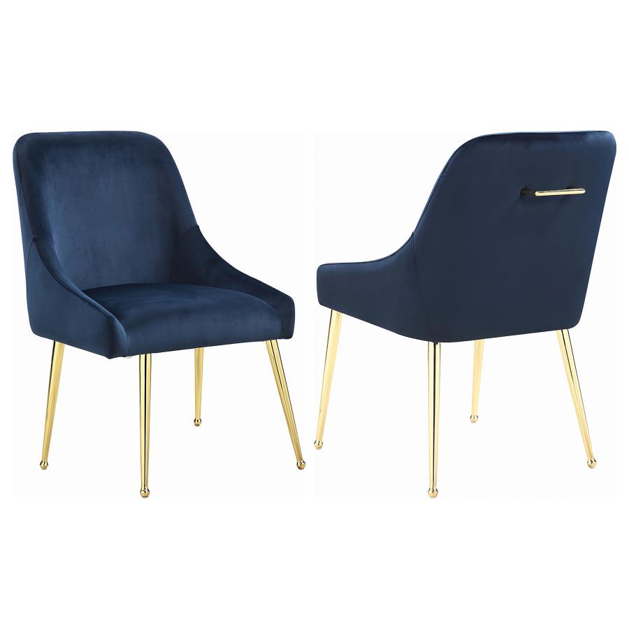 (image for) Mayette Upholstered Dining Side Chair Blue (Set of 2) - Click Image to Close