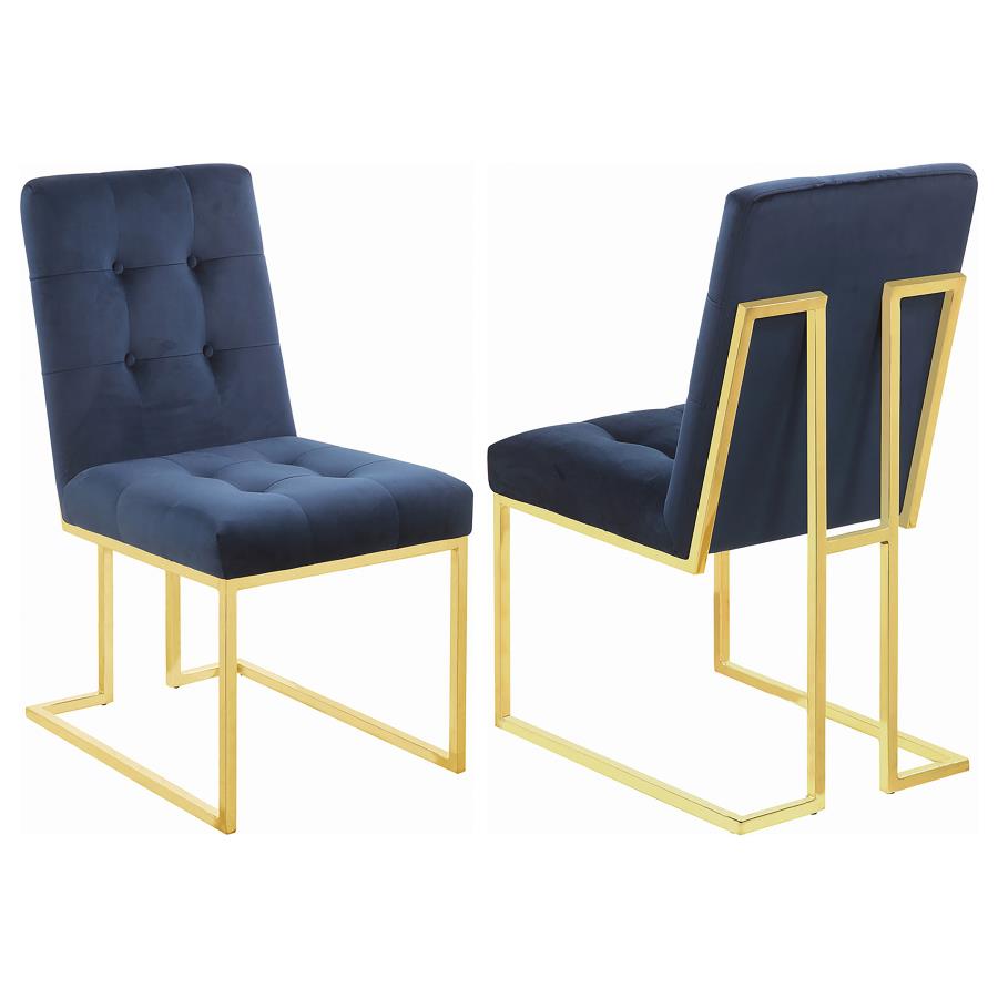 (image for) Cisco Velvet Upholstered Dining Side Chair Gold (Set of 2) - Click Image to Close