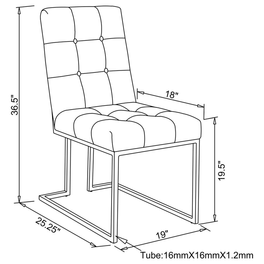 (image for) Cisco Velvet Upholstered Dining Side Chair Chrome (Set of 2)