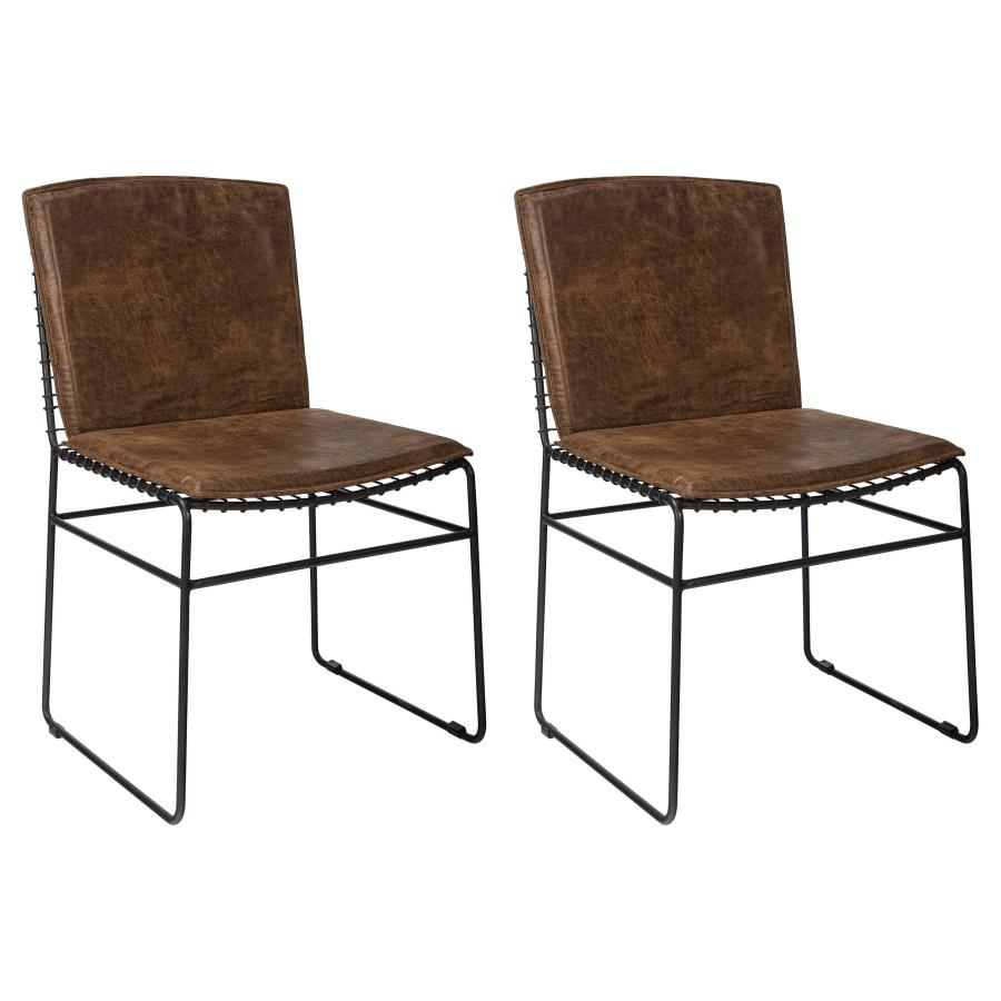 (image for) Abbott Metal Dining Side Chair Antique Brown (Set of 2) - Click Image to Close