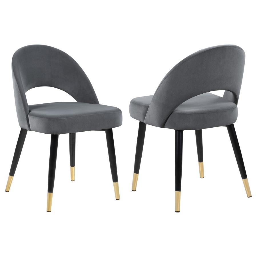 (image for) Lindsey Upholstered Dining Side Chair Grey (Set of 2) - Click Image to Close