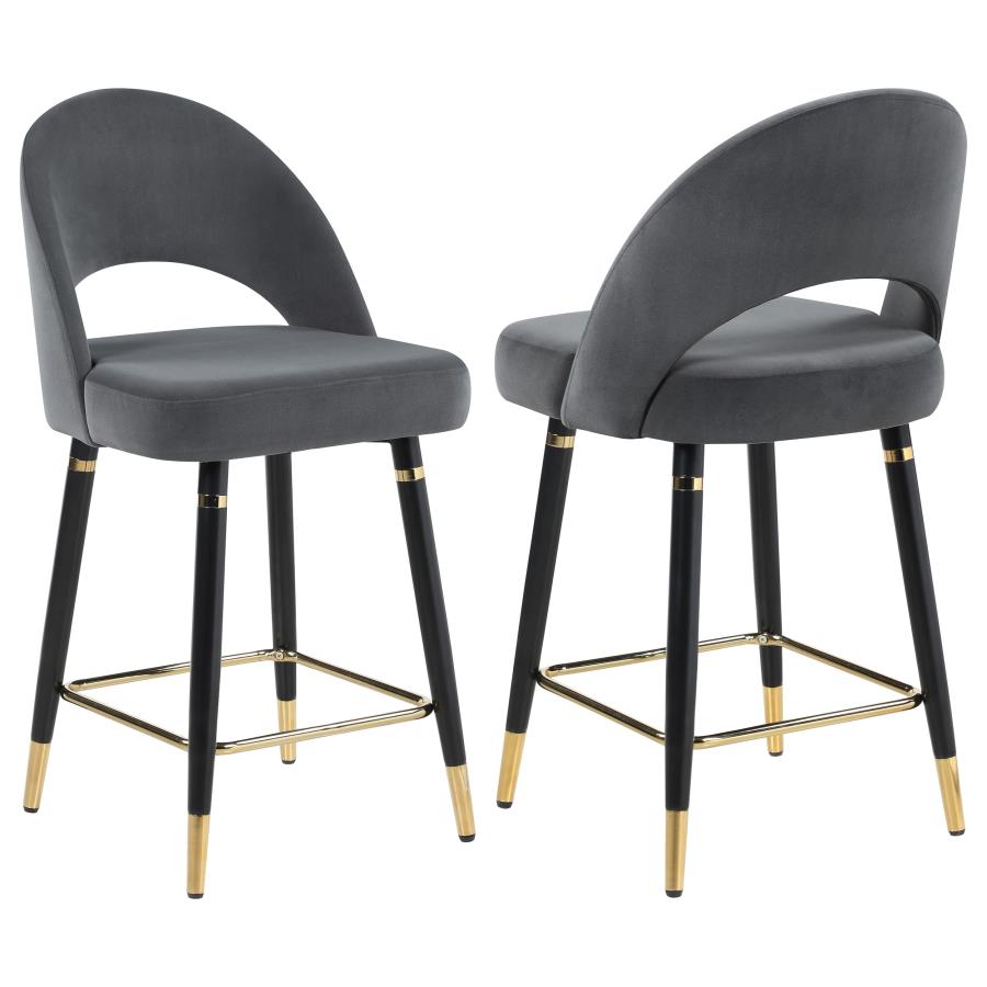 (image for) Lindsey Velvet Upholstered Counter Chair Grey (Set of 2) - Click Image to Close