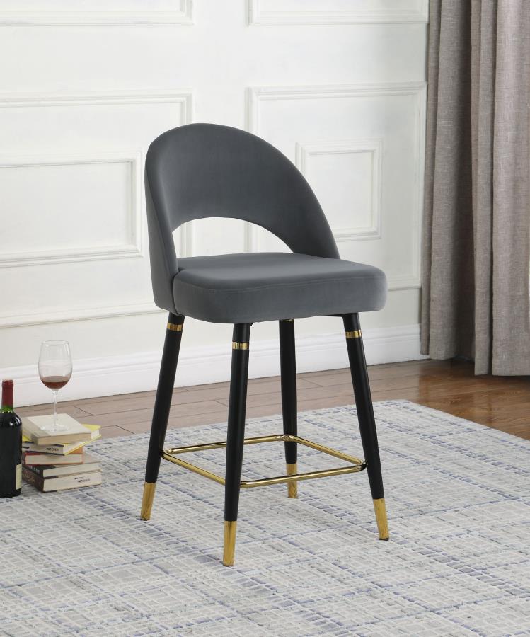 (image for) Lindsey Velvet Upholstered Counter Chair Grey (Set of 2)