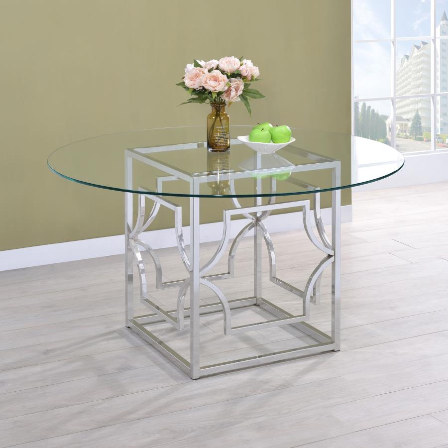 (image for) Starlight Round 54-inch Glass Top Metal Dining Table Chrome