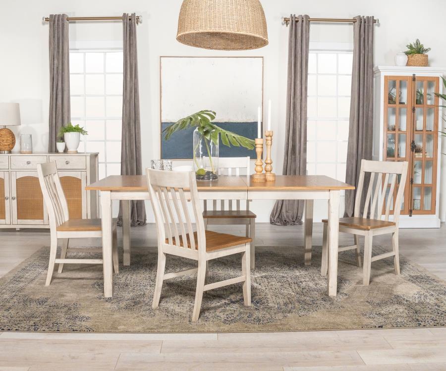 (image for) Kirby 5-piece Rectangular Dining Table Set Rustic Off White - Click Image to Close