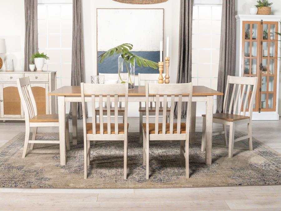 (image for) Kirby 7-piece Rectangular Dining Table Set Rustic Off White