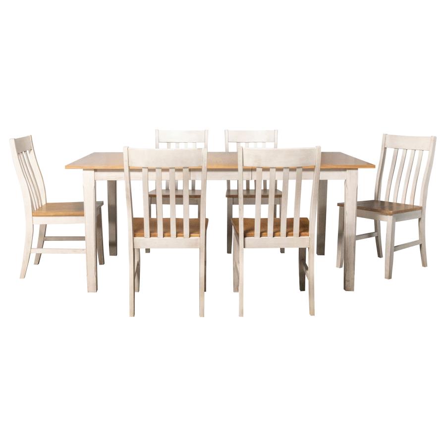 (image for) Kirby 7-piece Rectangular Dining Table Set Rustic Off White