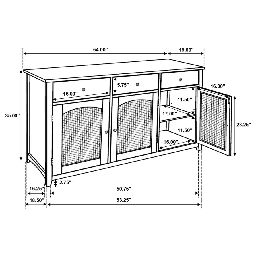 (image for) Kirby 3-drawer Sideboard Buffet Cabinet Rustic Off White