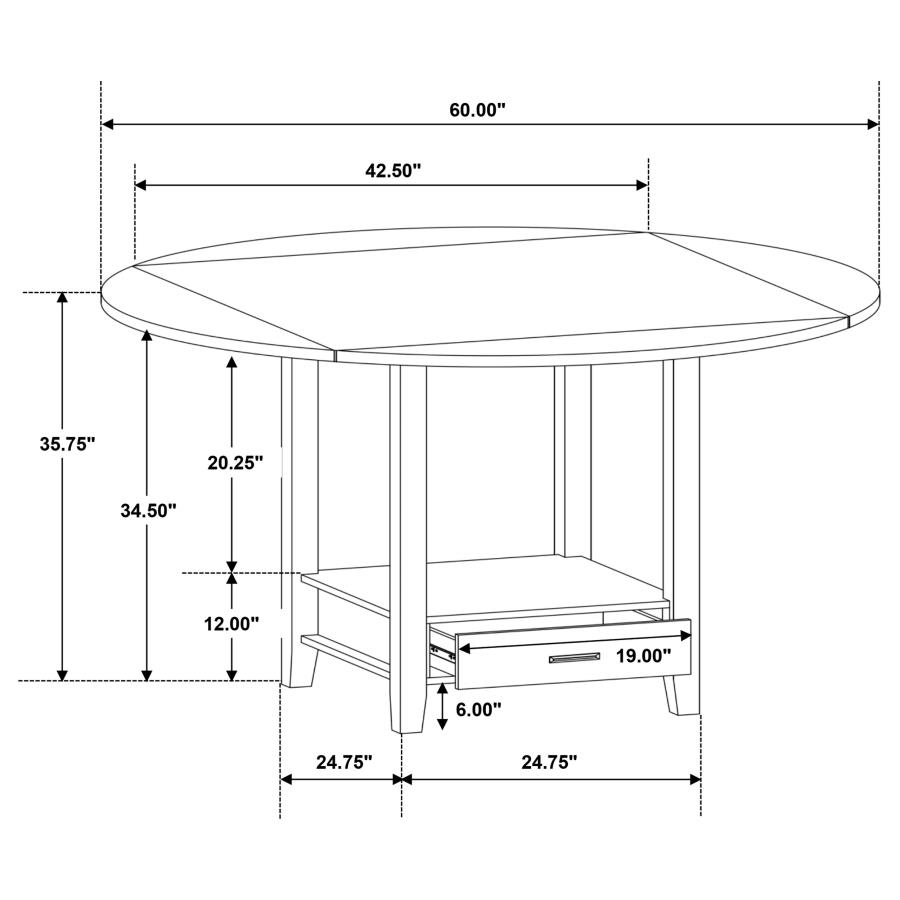 (image for) Sanford 5-piece Counter Height Dining Set with Drop Leaf Cinnamon and Espresso