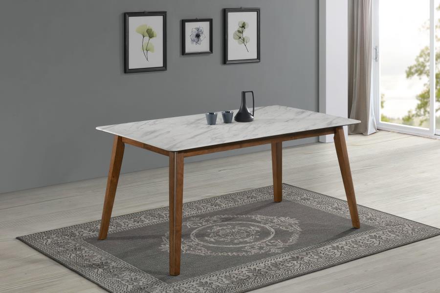 (image for) Everett Rectangular 63-inch Faux Marble Dining Table White