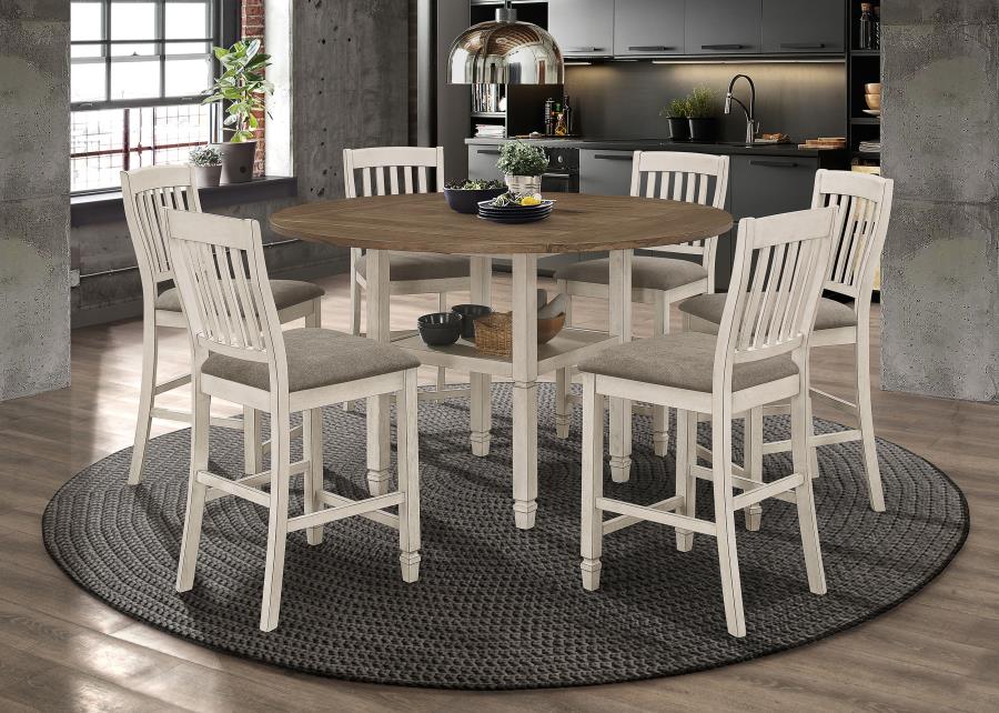 (image for) Sarasota 7-piece Drop Leaf Counter Dining Set Rustic Cream - Click Image to Close