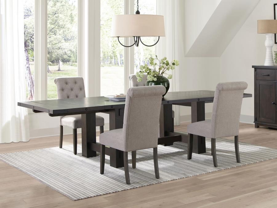 (image for) Calandra 5-piece Extension Leaf Dining Table Set Beige - Click Image to Close