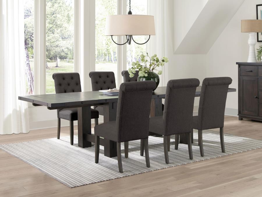 (image for) Calandra 7-piece Extension Leaf Dining Table Set Grey - Click Image to Close