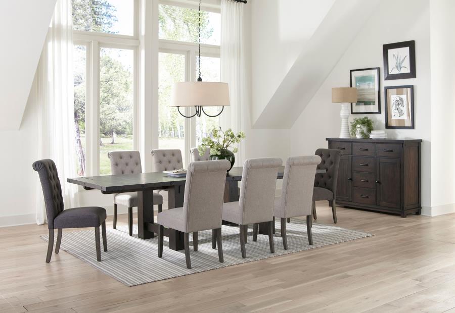 (image for) Calandra 9-piece Extension Leaf Dining Set Beige & Grey - Click Image to Close