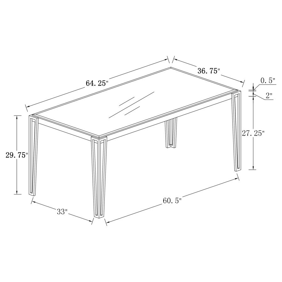 (image for) Pauline Rectangular 64-inch Glass Top Dining Table Chrome