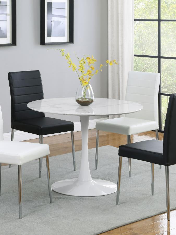 (image for) Arkell Round 40-inch Faux Marble Top Dining Table White