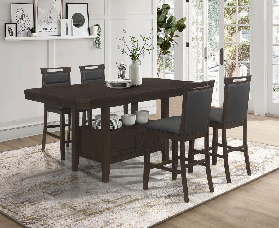 (image for) Prentiss 5-piece Butterfly Leaf Dining Table Set Cappuccino - Click Image to Close