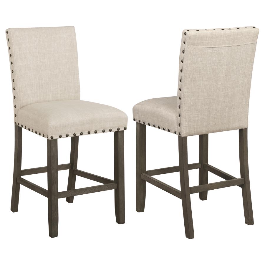 (image for) Ralland Fabric Upholstered Counter Chair Beige (Set of 2) - Click Image to Close