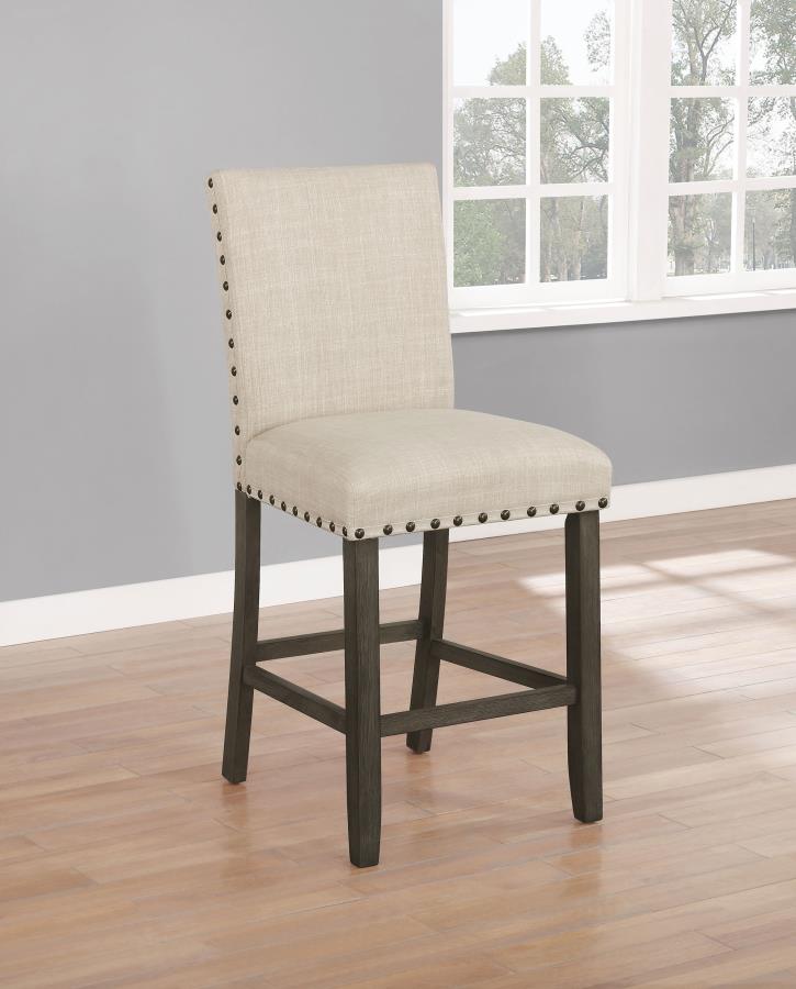 (image for) Ralland Fabric Upholstered Counter Chair Beige (Set of 2)