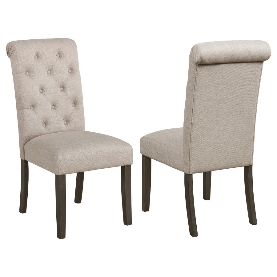 (image for) Balboa Fabric Upholstered Dining Side Chair Beige (Set of 2) - Click Image to Close