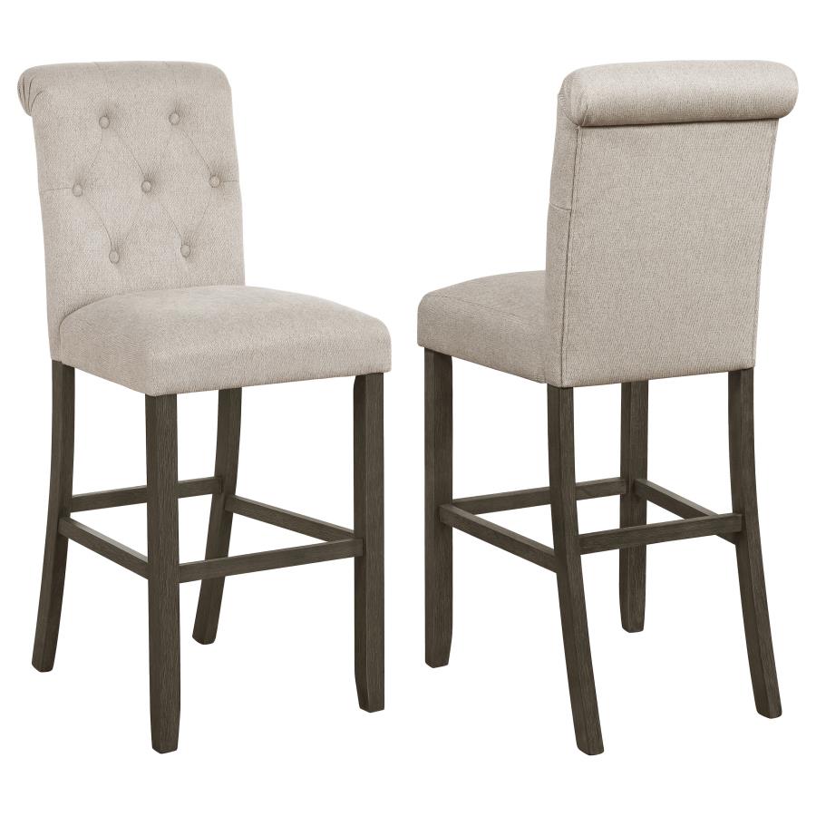 (image for) Balboa Fabric Upholstered Bar Chair Beige (Set of 2)