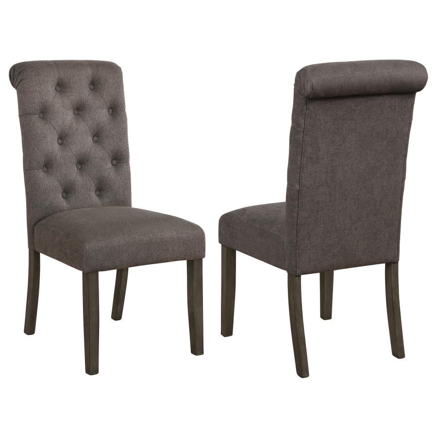 (image for) Balboa Fabric Upholstered Dining Side Chair Grey (Set of 2) - Click Image to Close