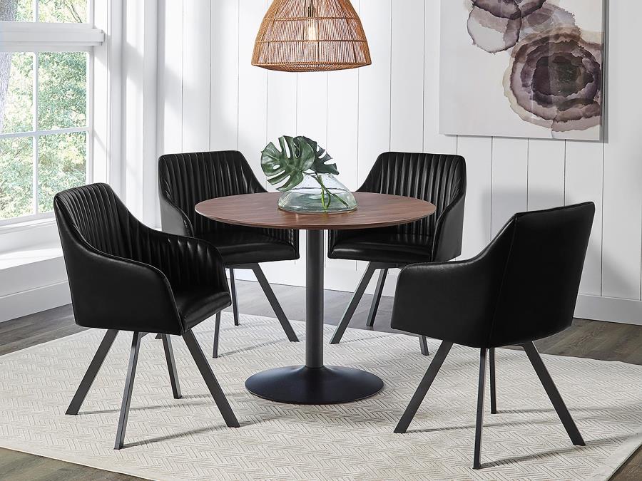 Modal Additional Images for Arika Leatherette Upholstered Swivel Dining Arm Chair Black