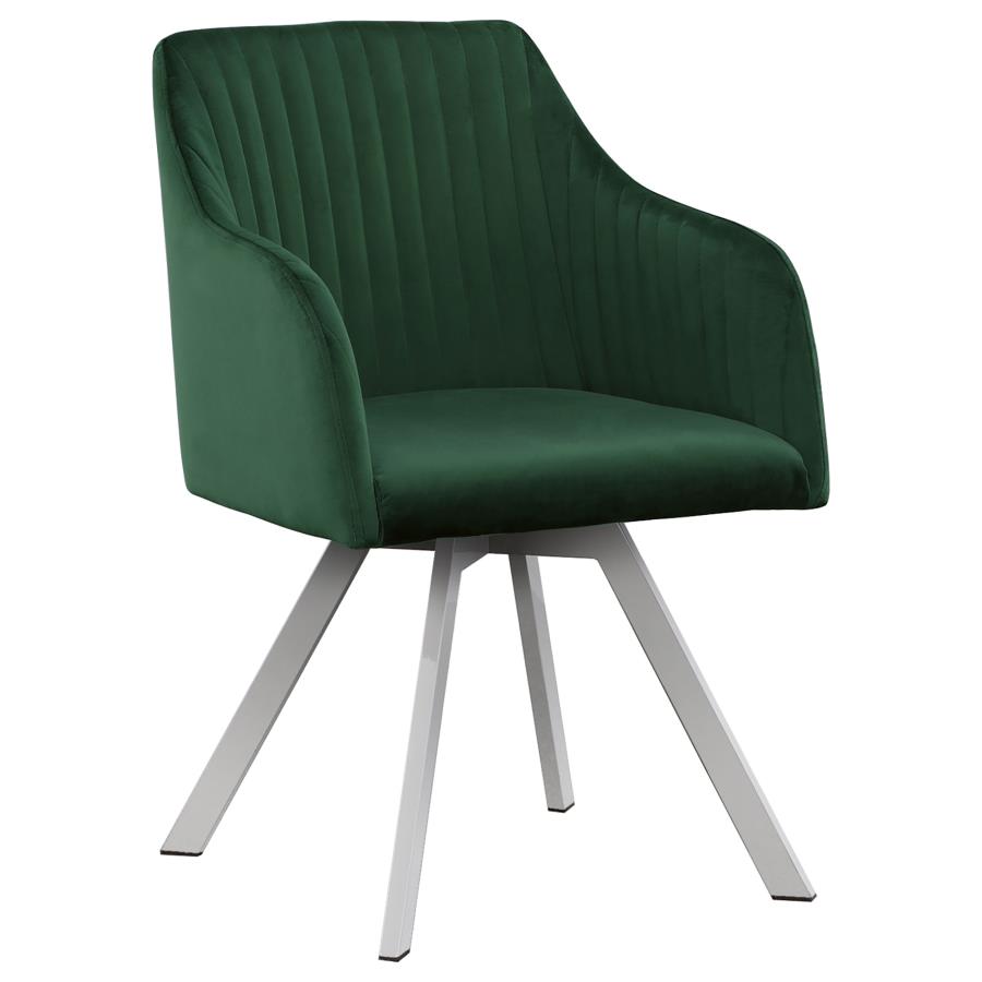 (image for) Arika Velvet Upholstered Swivel Dining Arm Chair Green - Click Image to Close