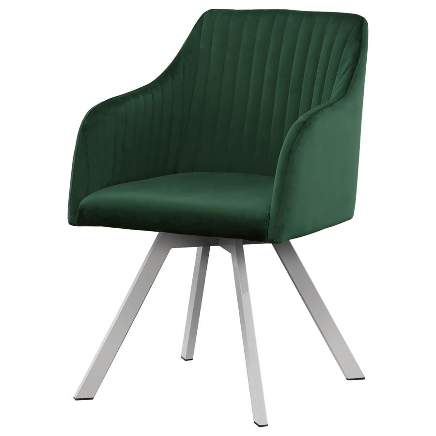 (image for) Arika Velvet Upholstered Swivel Dining Arm Chair Green