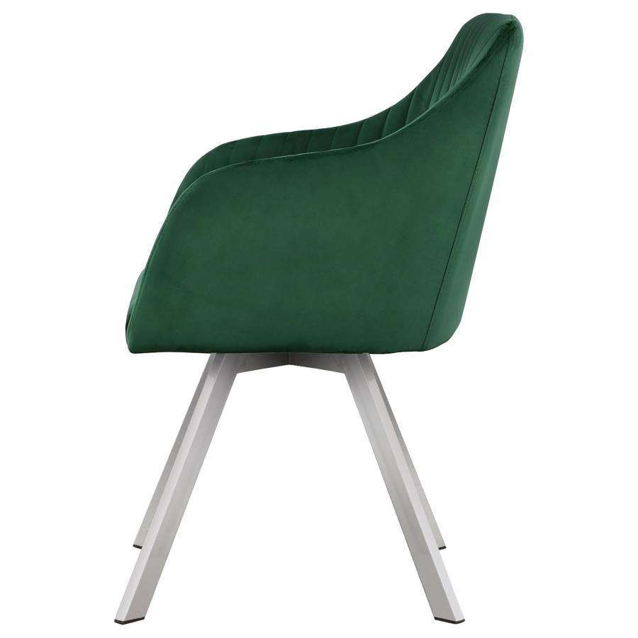 (image for) Arika Velvet Upholstered Swivel Dining Arm Chair Green