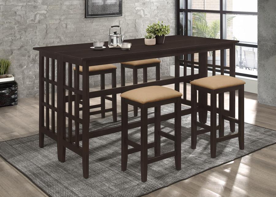 (image for) Gabriel 5-piece Rectangular Counter Height Dining Set Cappuccino