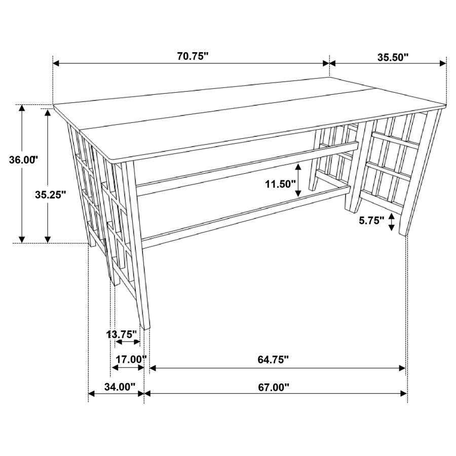 (image for) Gabriel Extendable Rectangular Counter Height Table Cappuccino