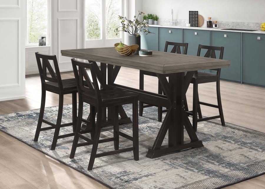 (image for) Bairn 5-piece Rectangular Counter Height Dining Set Barn Grey and Black Sand - Click Image to Close