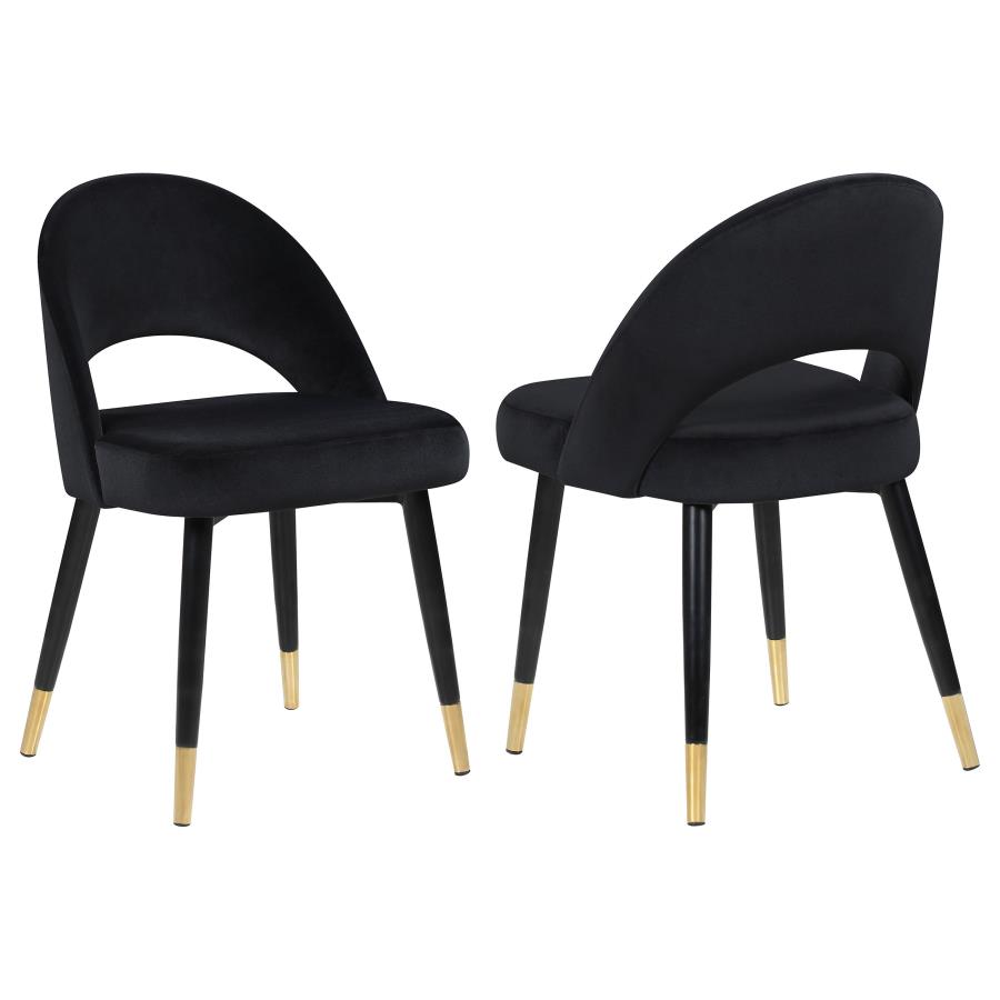 (image for) Lindsey Upholstered Dining Side Chair Black (Set of 2)