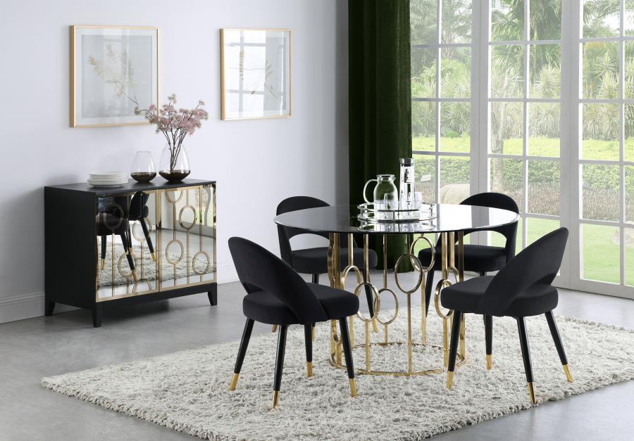 (image for) Lindsey Upholstered Dining Side Chair Black (Set of 2)