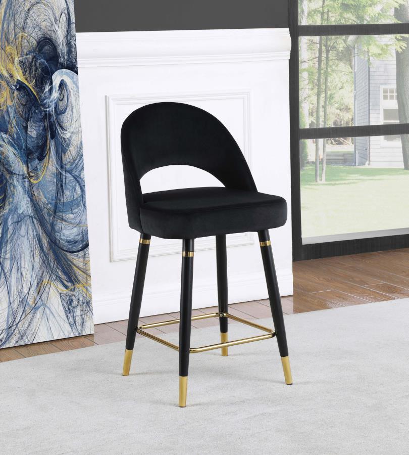 (image for) Lindsey Velvet Upholstered Counter Chair Black (Set of 2)