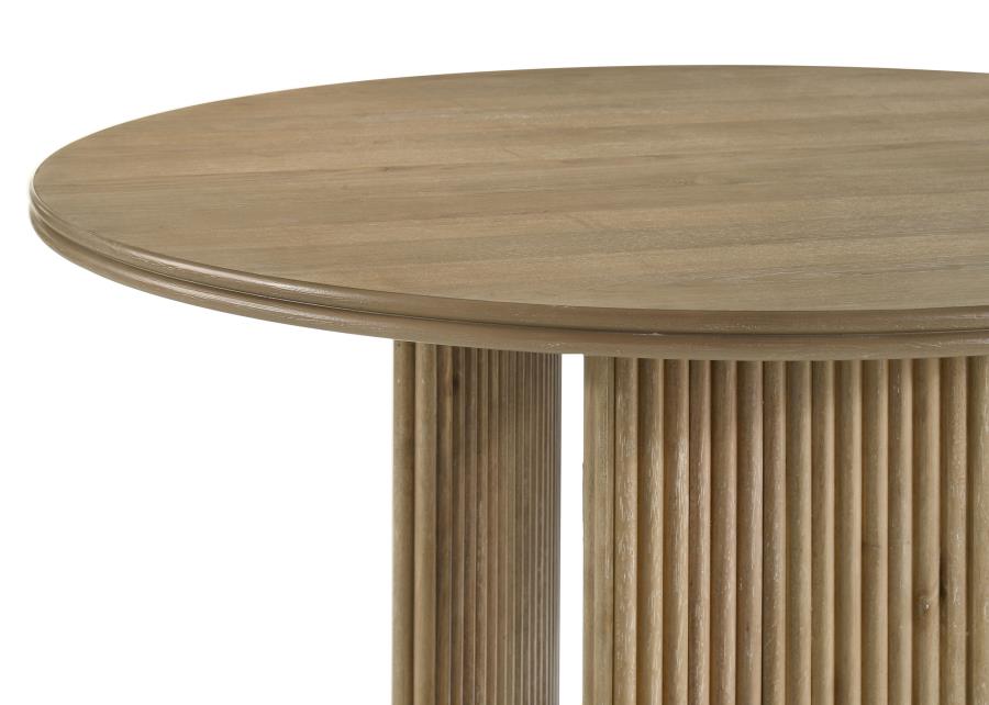 Adina 53-inch Round Wood Dining Table Distressed Light Brown