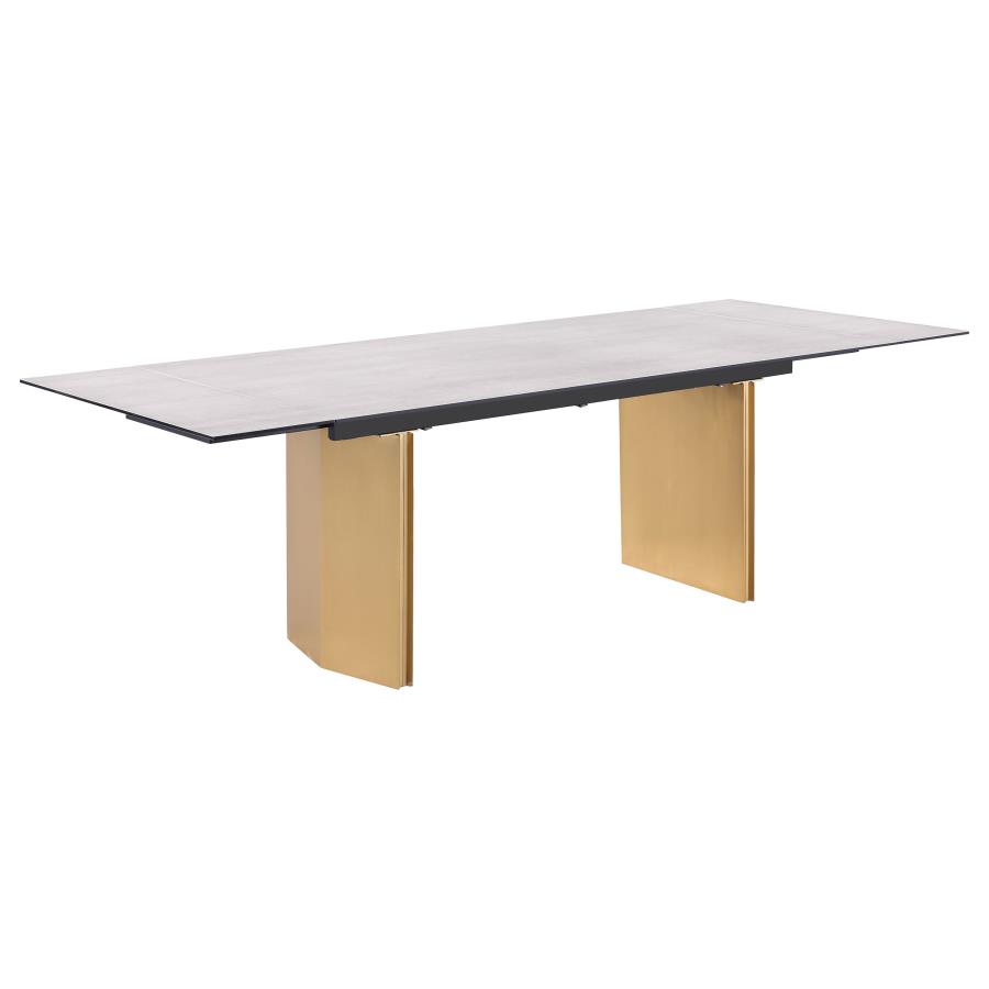 (image for) Vesa 97-inch Glass Top Extension Dining Table Beige
