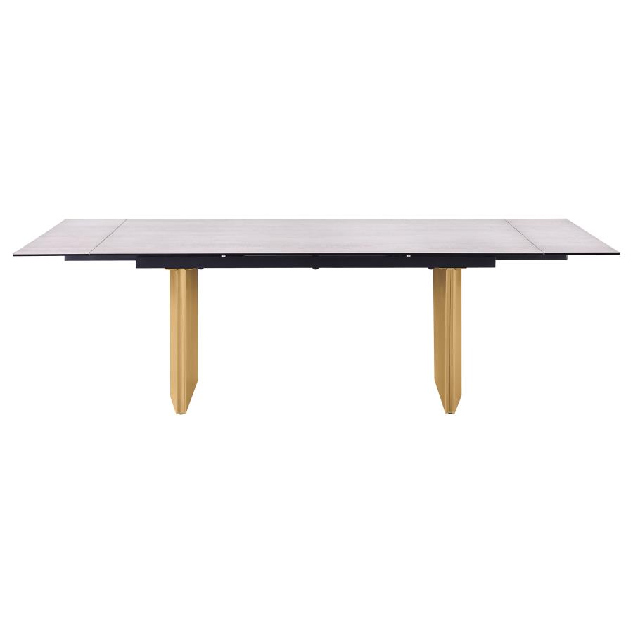 Vesa 97-inch Glass Top Extension Dining Table Beige