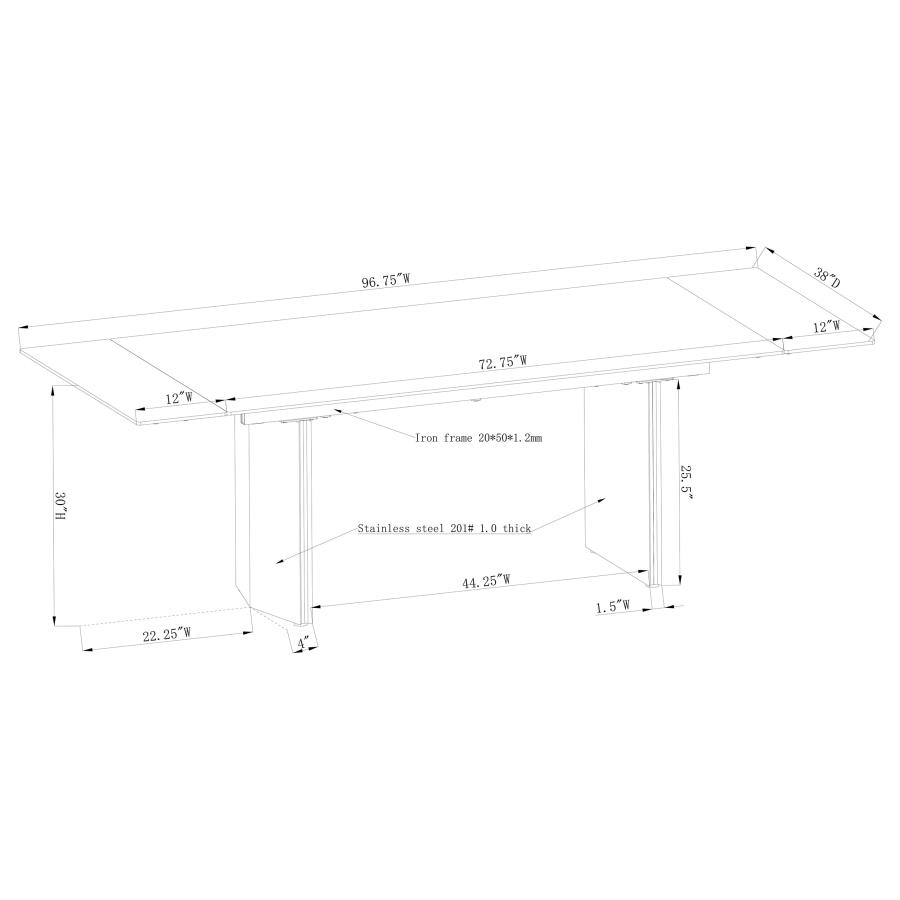 Vesa 97-inch Glass Top Extension Dining Table Beige